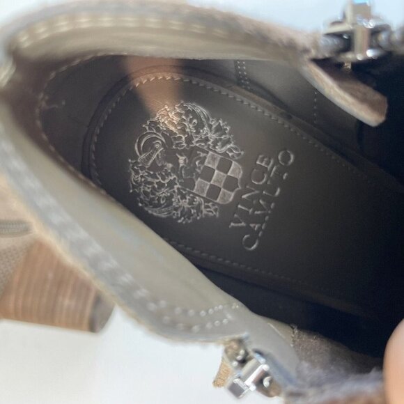 Vince Camuto Women Nethera Perforated Ankle Bootie Taupe 10M Leather Pointed Zip - Picture 9 of 10